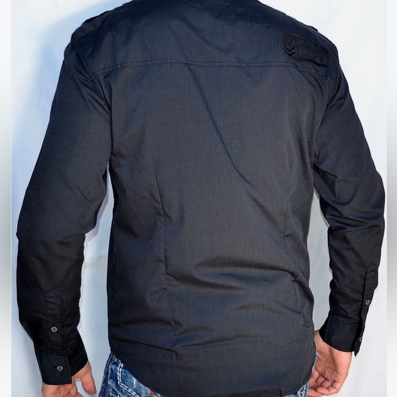 Affliction Black Premium Men's Sz L Stylish Black Long Sleeve Shirt - Picture 5 of 8